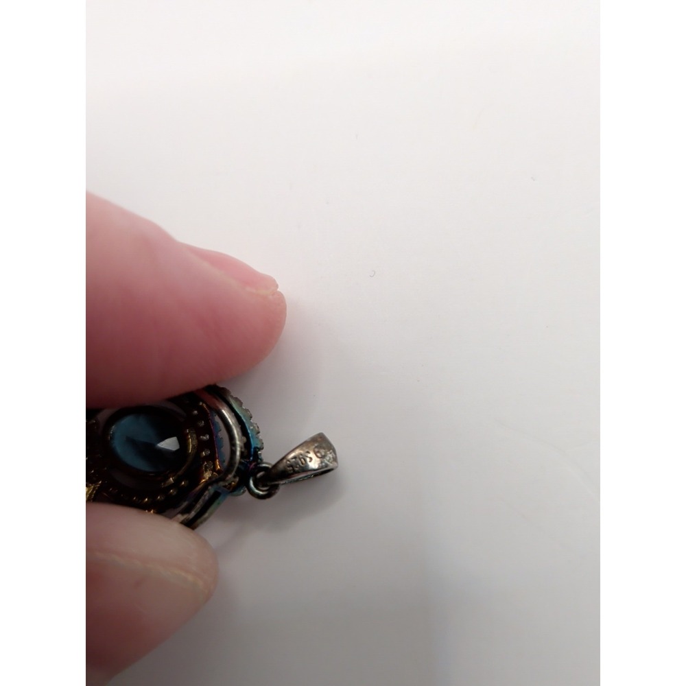 Natural Blue Topaz Sterling Silver Pendant‎ - Picture 2 of 4
